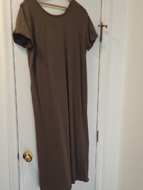 Pure Jill Brown Maxi Cotton Blend Dress L